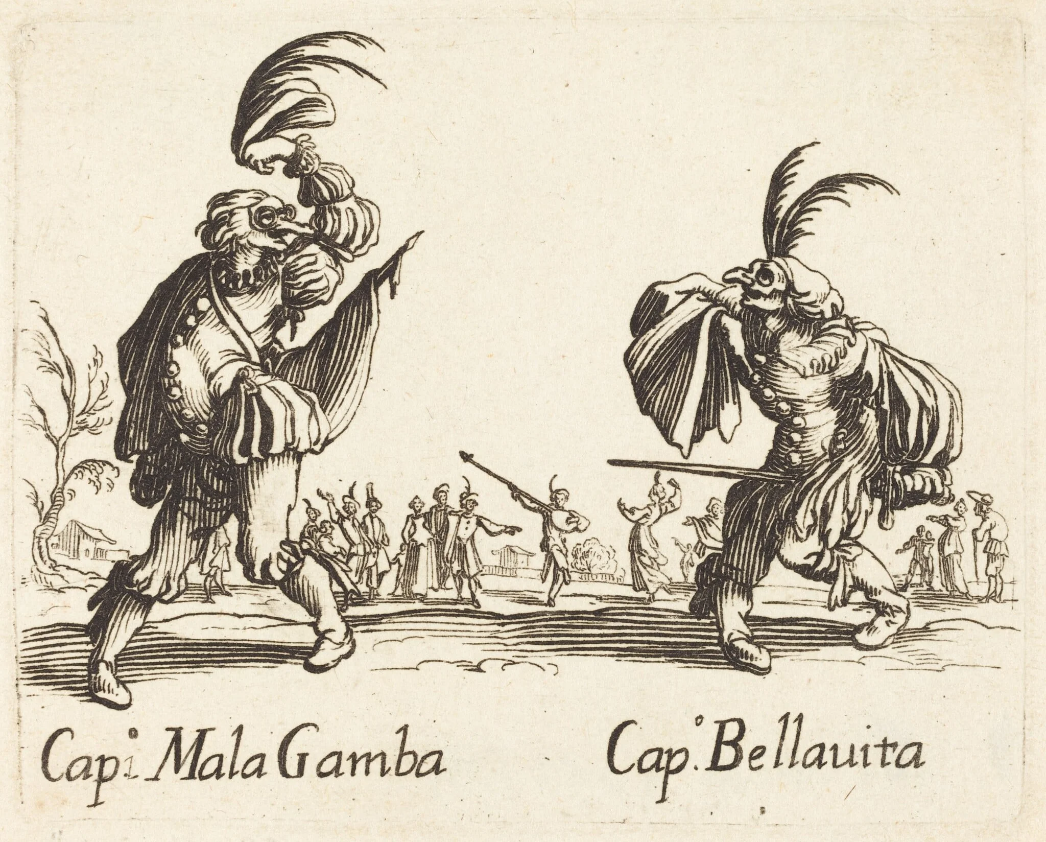 Cap. Mala Gamba and Cap. Bellavita, by French 17th Century, ink, 1622