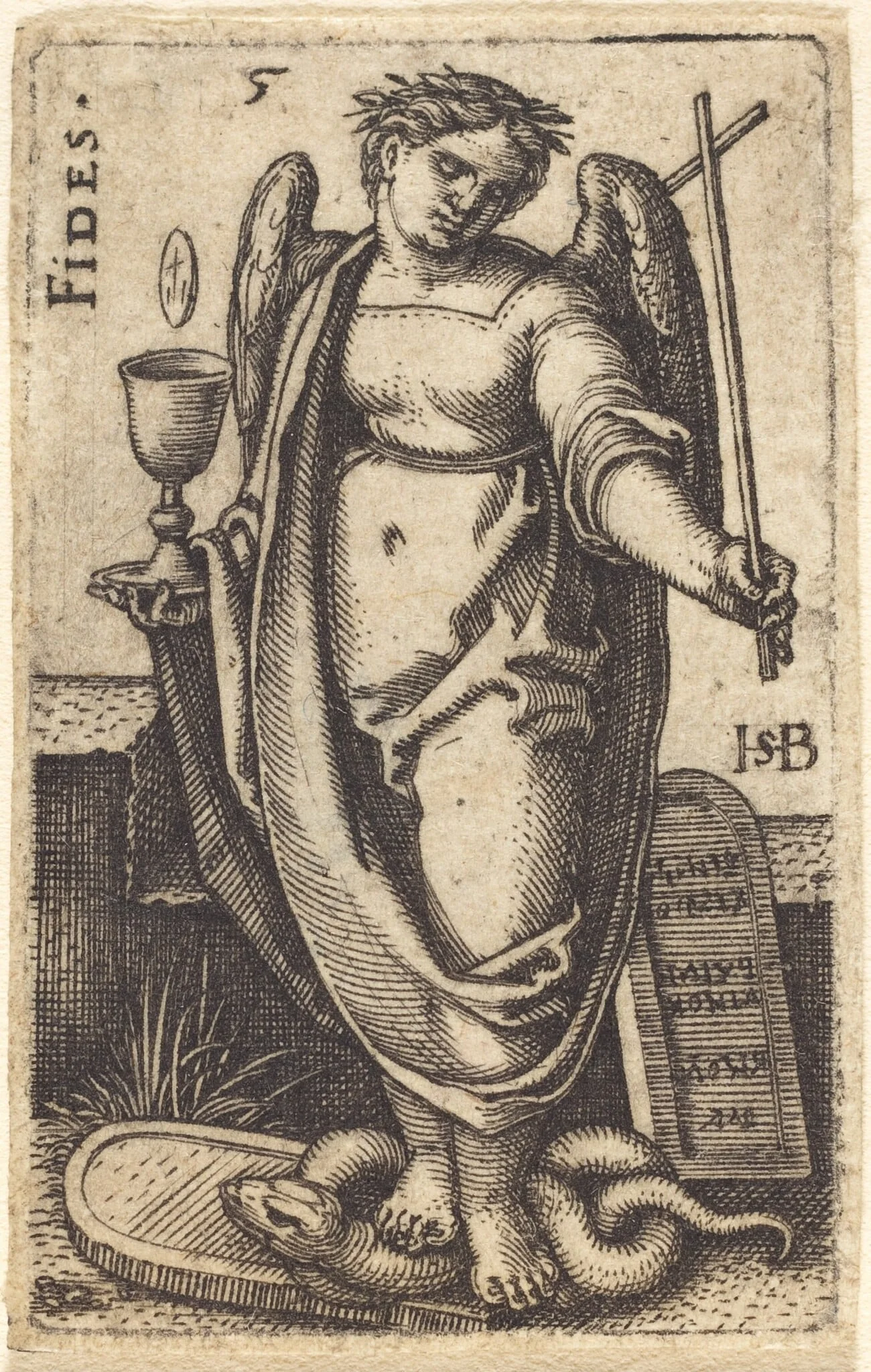Fides (Faith), by Sebald Beham, ink, 1539