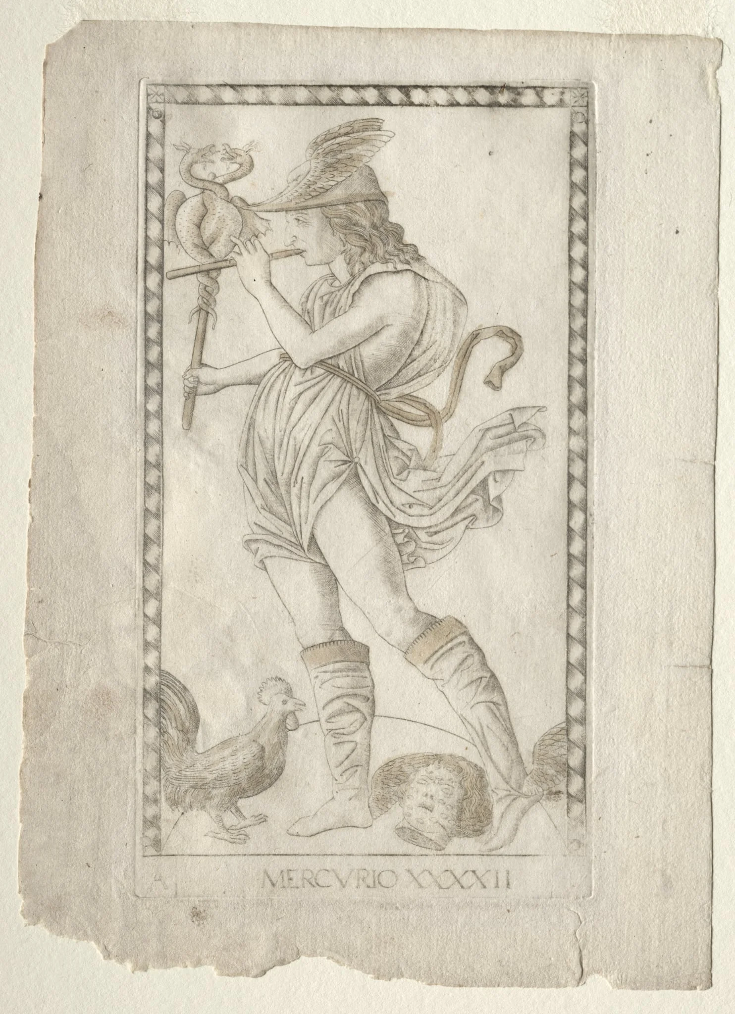 Mercury (from the Tarocchi, series A:  Firmaments of the Universe, #42), by Master of the E-Series Tarocchi, 1467