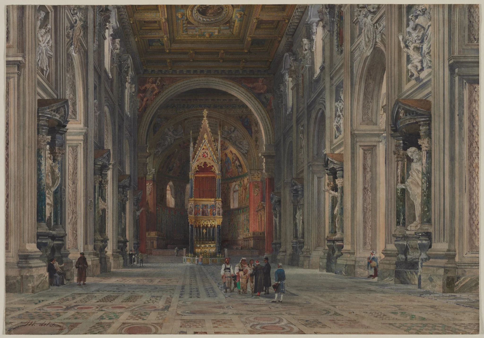 Interior of San Giovanni in Laterano, Rome, by Martino del Don, 1896