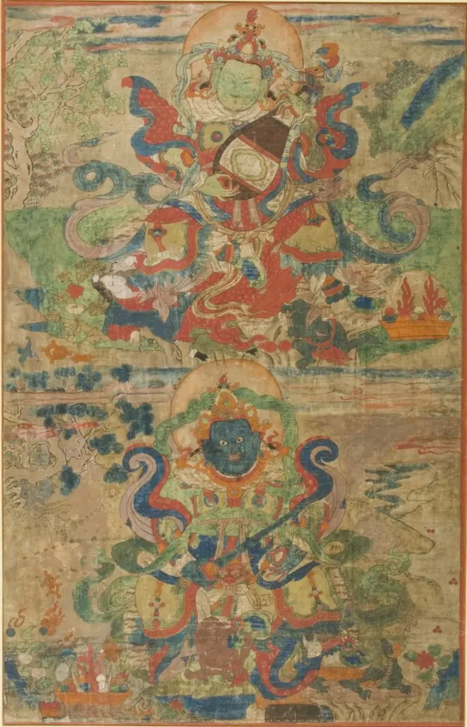 The Guardian Generals of the Directions (Lokapalas) Dhritarashtra (East) [top] and Virudhaka (South) [bottom]