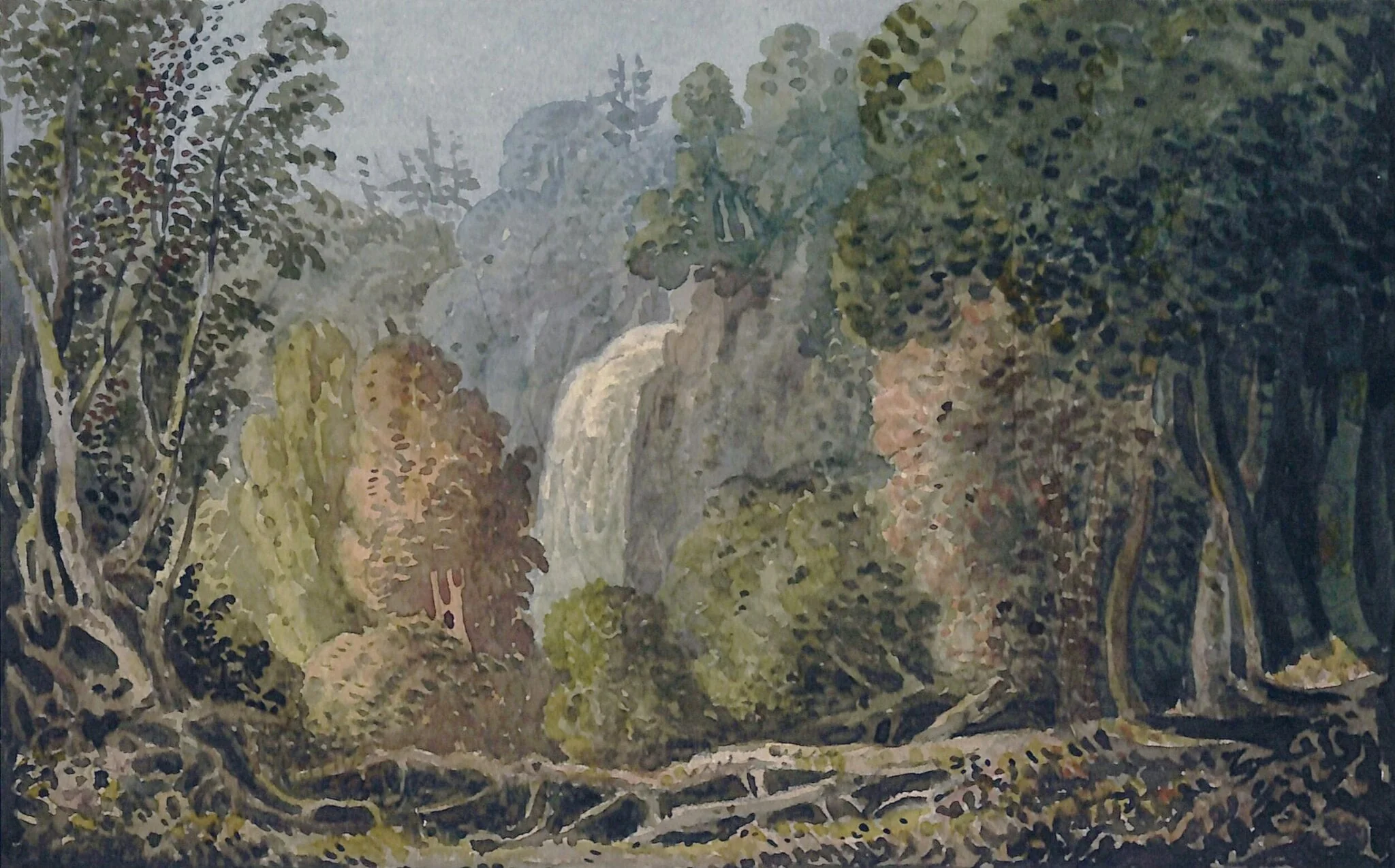 Landscape with Waterfall, by George Heriot, watercolor, 1790