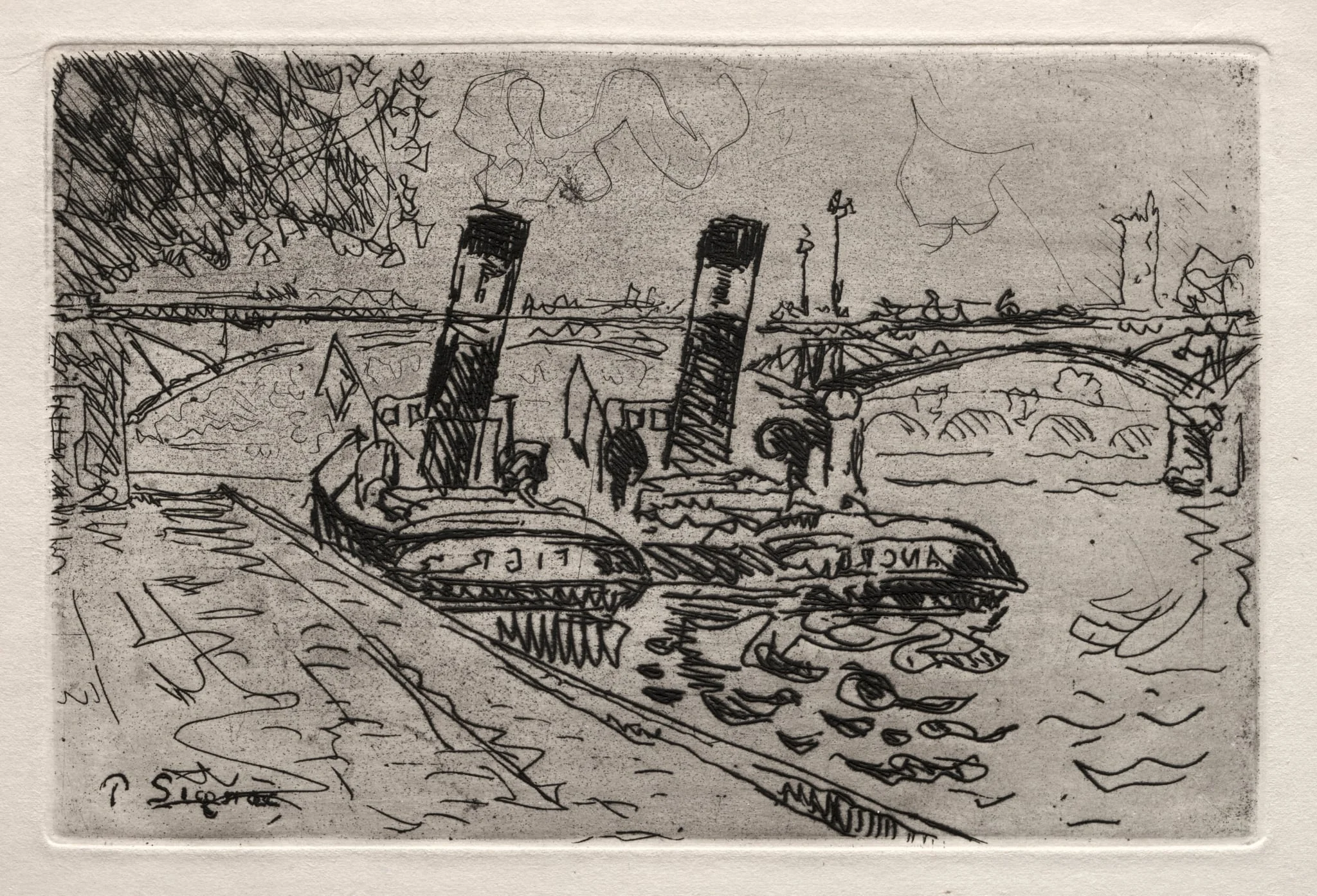 Paris, Le Pont des Arts avec Remorqeurs, by Paul Signac, 1927