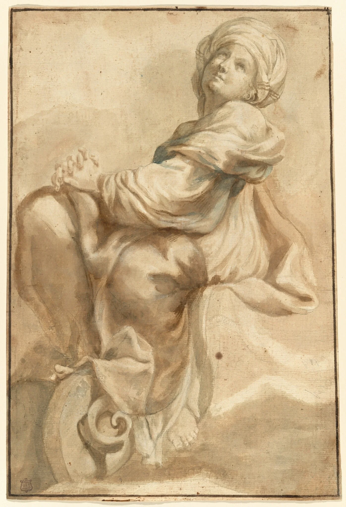 Seated Sibyl, by Bartolomeo Guidobono, paint, 1690