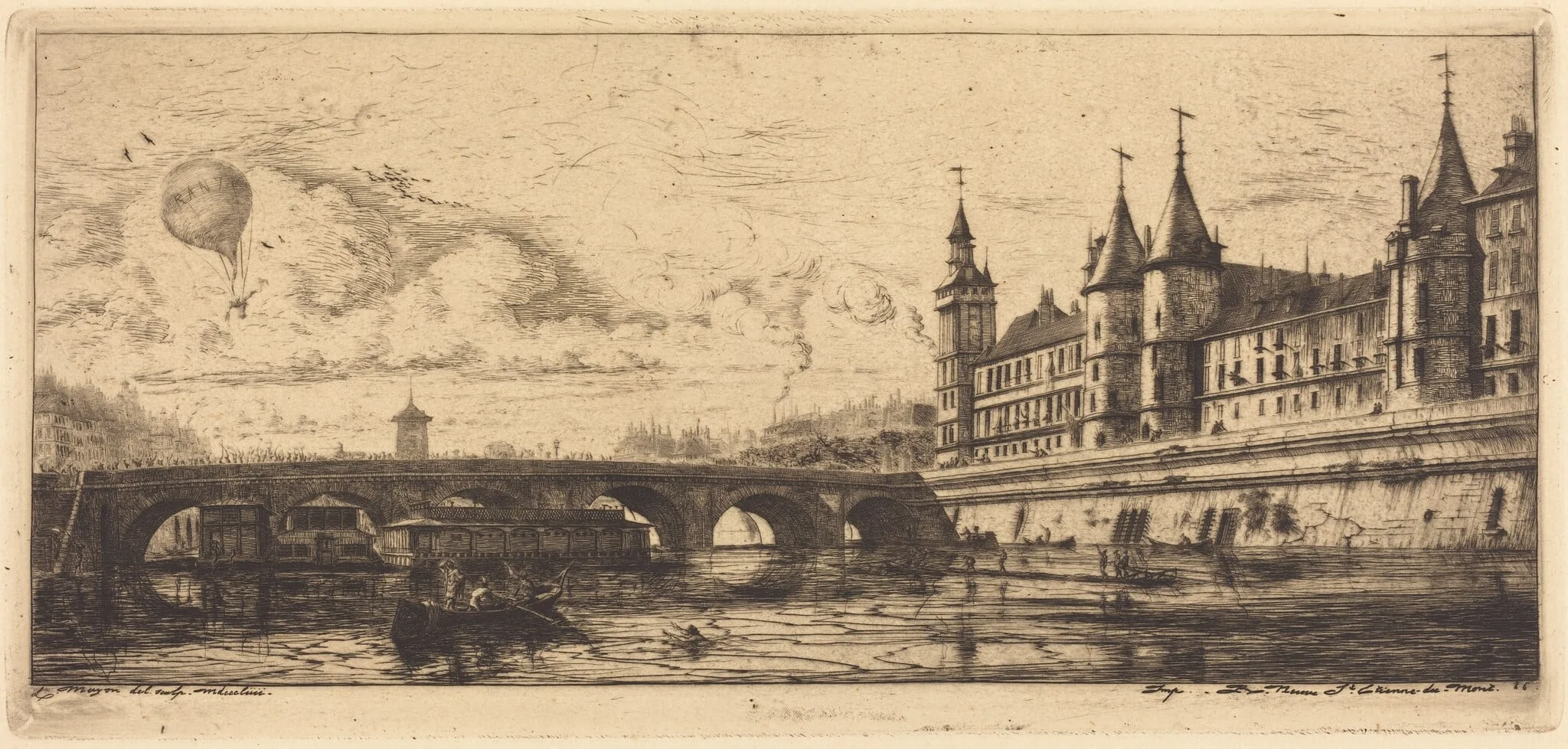Le Pont-au-Change, Paris, by Charles Meryon, ink, 1854