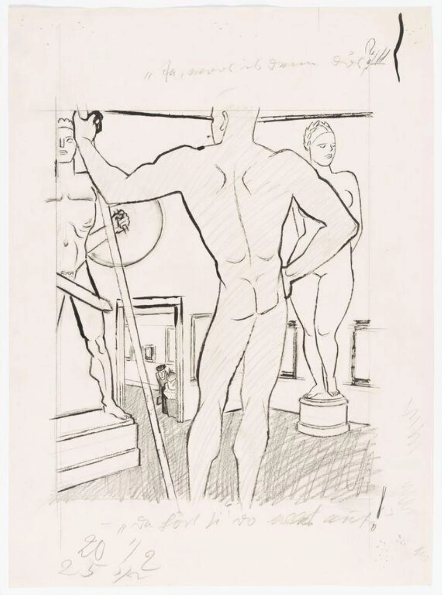 Final draft of drawing `Ja, was ist denn das?', by Karl Arnold, 1937