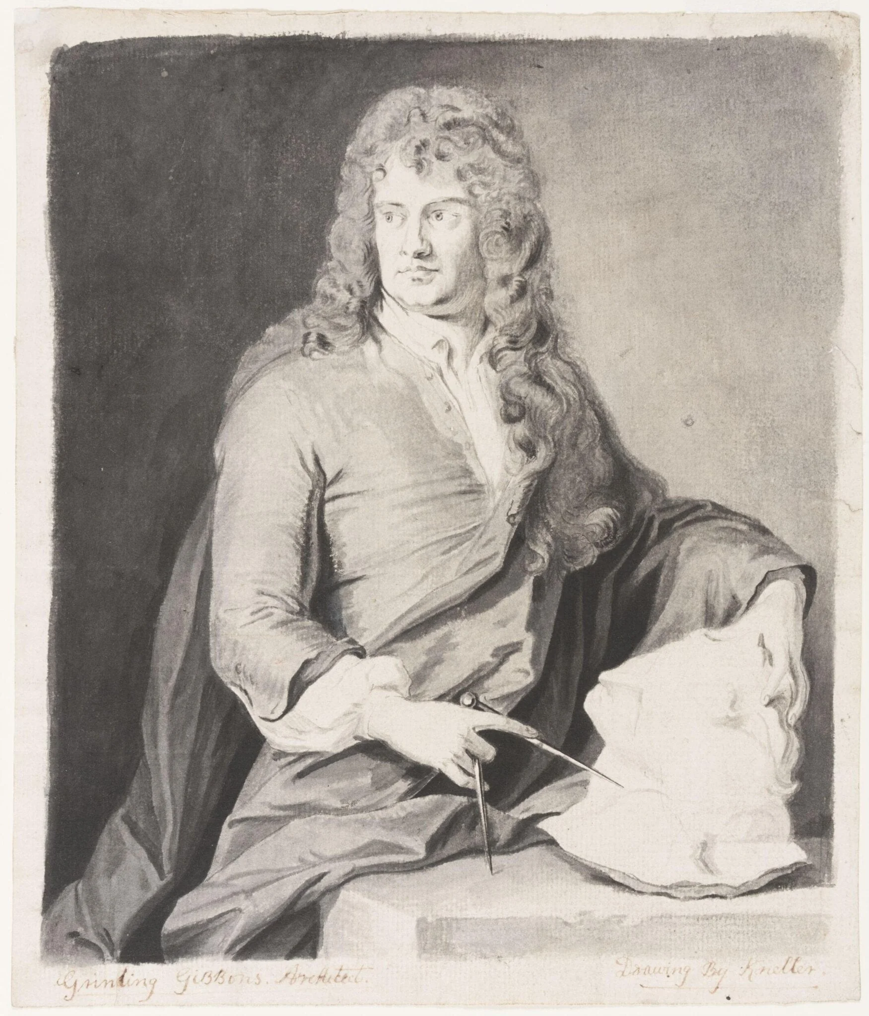 Portrait of Grinling Gibbons, by John Smith, 1690