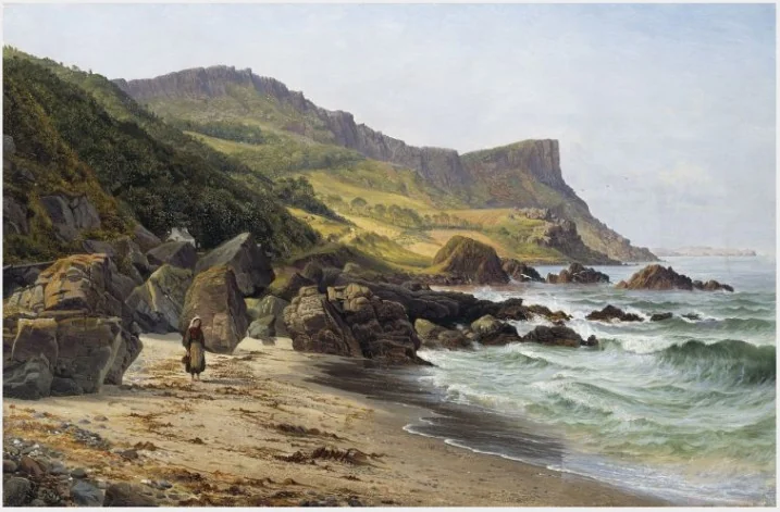 Murlough Bay and Fair Head, Coast of Antrim, by Bartholomew Colles Watkins, oil, 1860