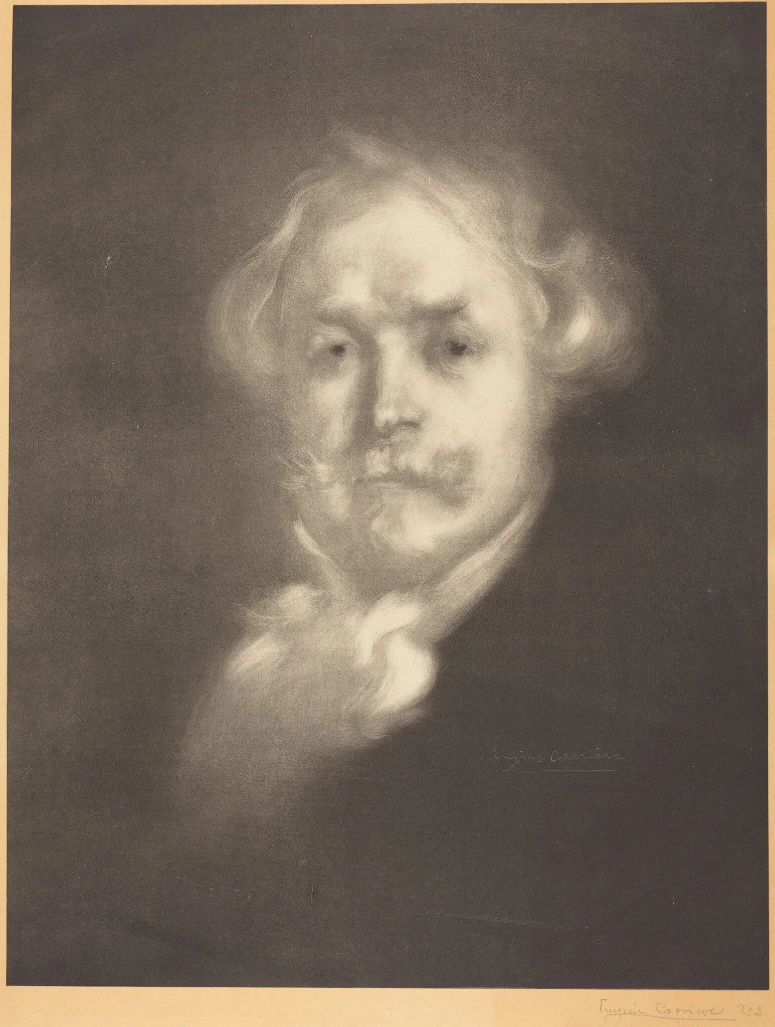 Edmond de Goncourt, by Eugène Carrière, ink, 1896