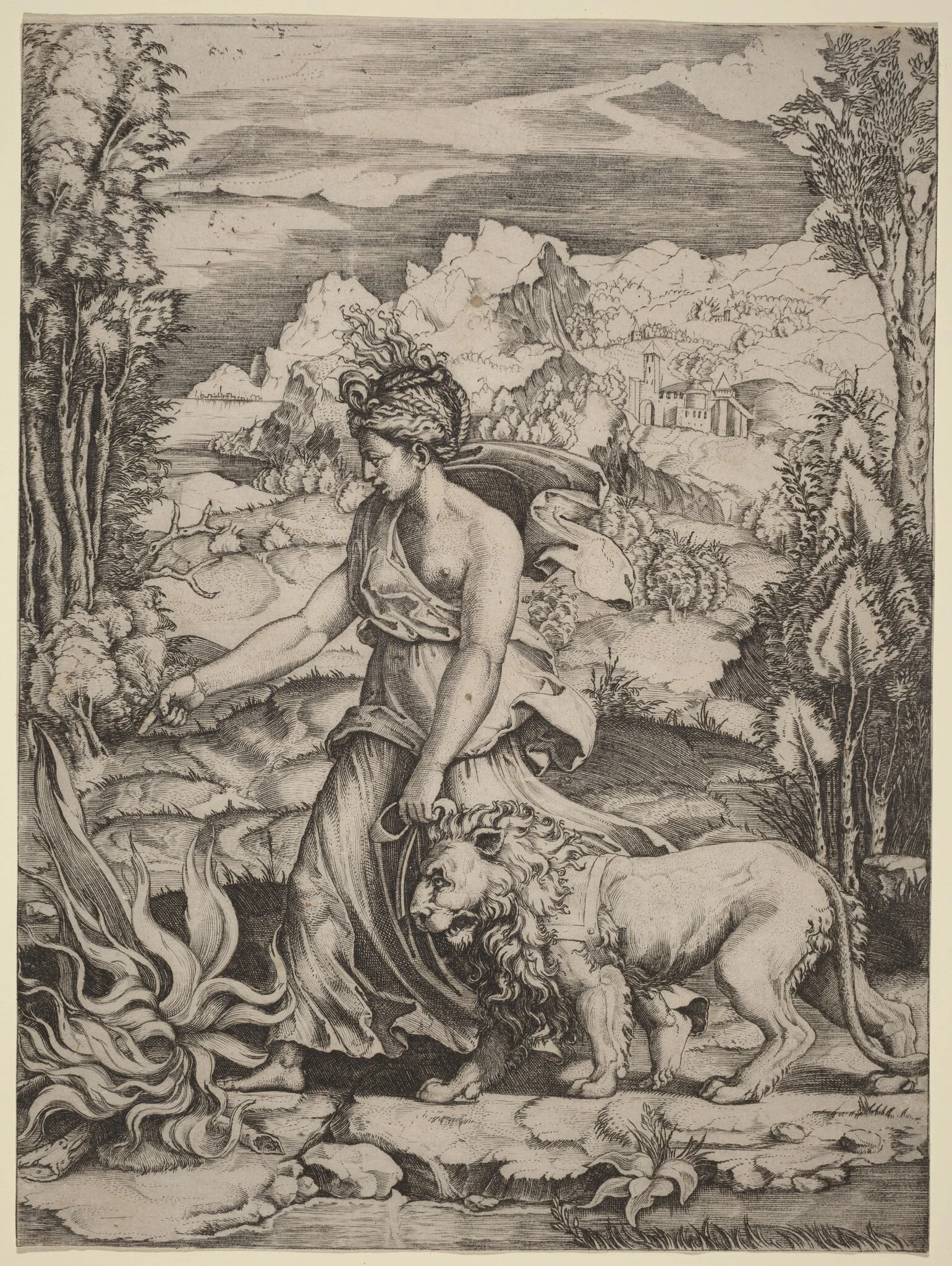 Fortitude, by Marco Dente, ink, 1510