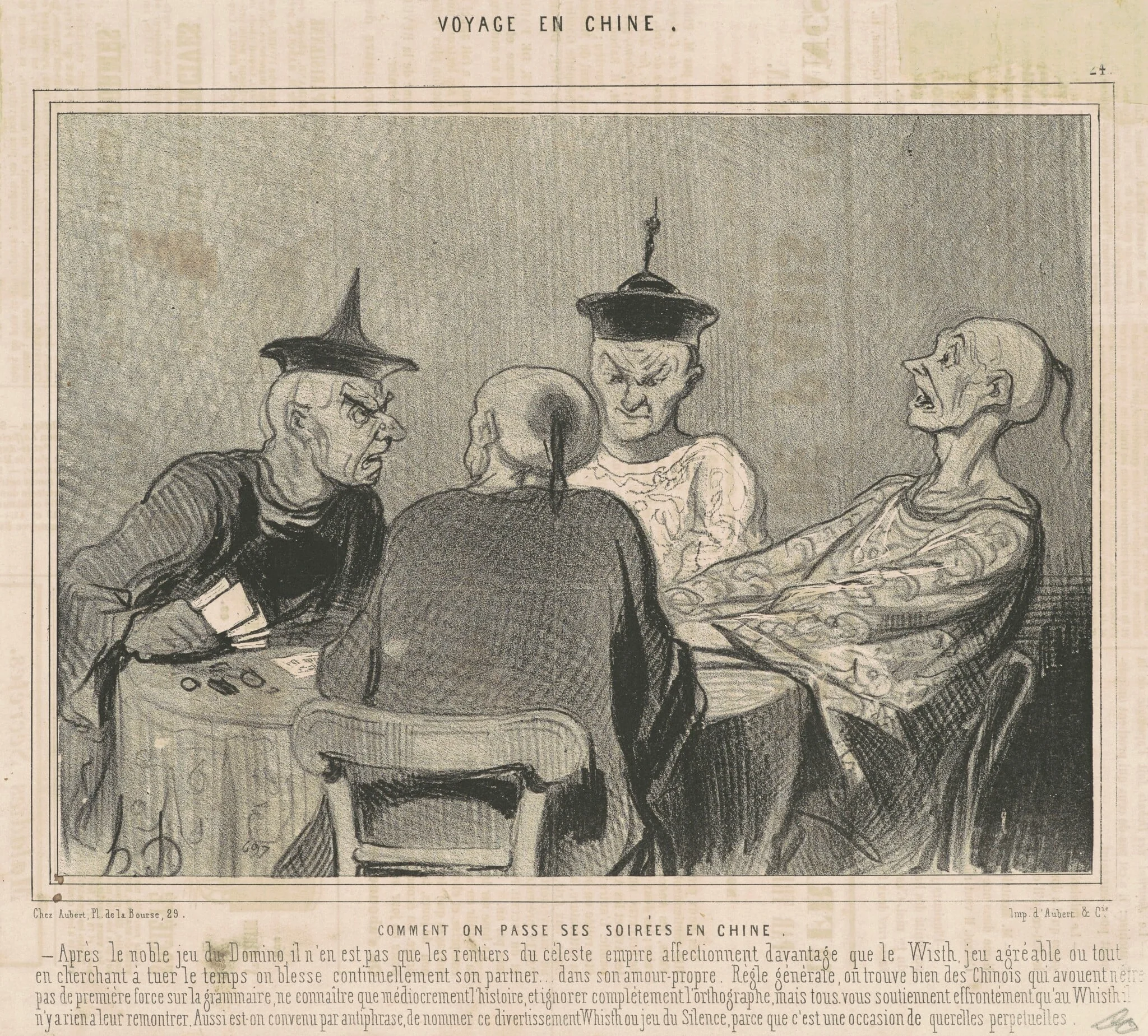Comment on passe ses soirées en chine, by Honoré Daumier, ink, 1845