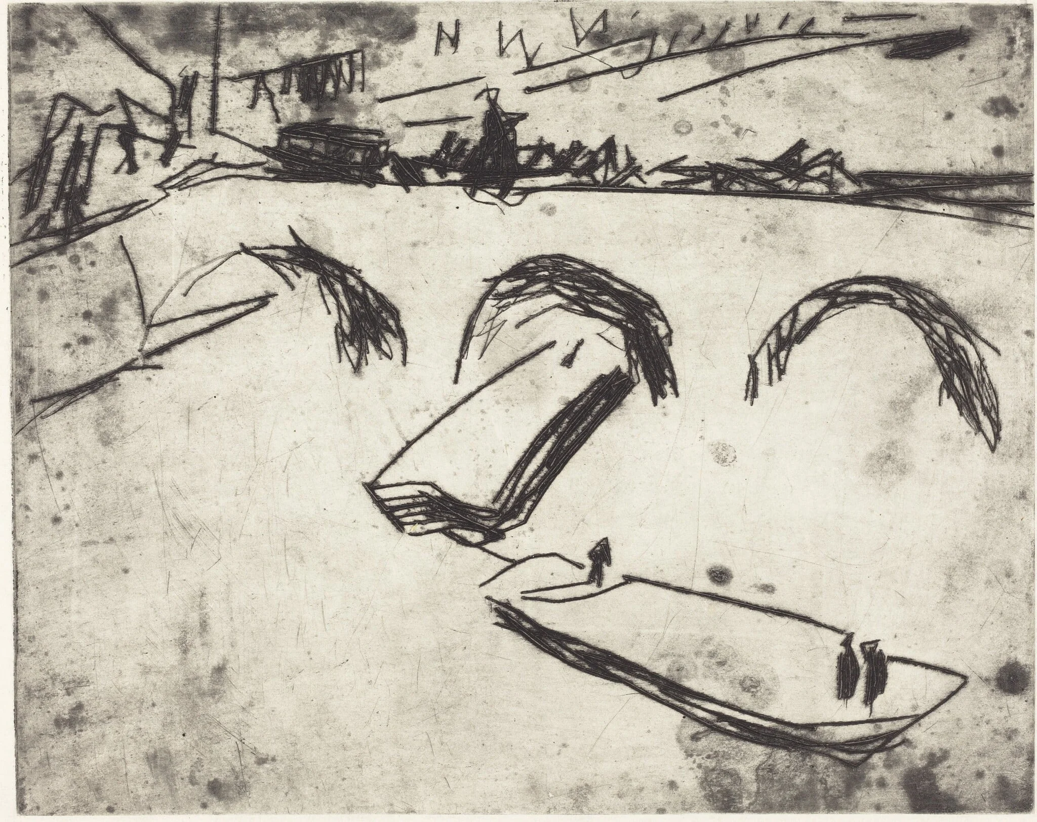 Bridge on Crown Prince Embankment (Brucke am Kronprinzenufer), by Ernst Ludwig Kirchner, ink, 1909
