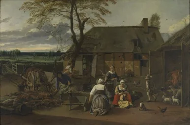 The Barnyard, by Johannes Siberechts, oil, 1662