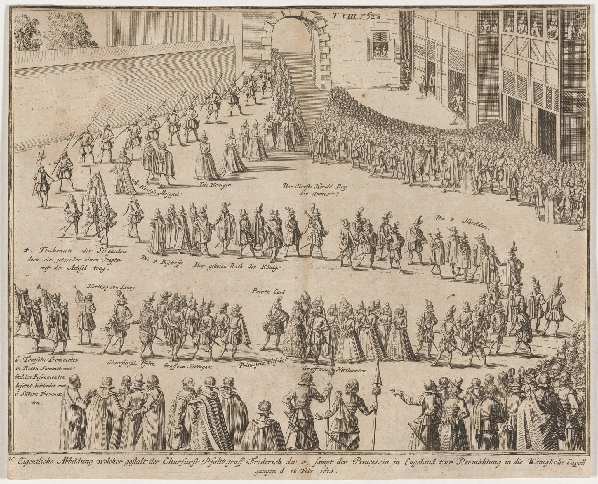 Marriage of Elizabeth to Frederick V of Bohemia, February 14, 1613, by Unknown 19th Century, ink, 1850
