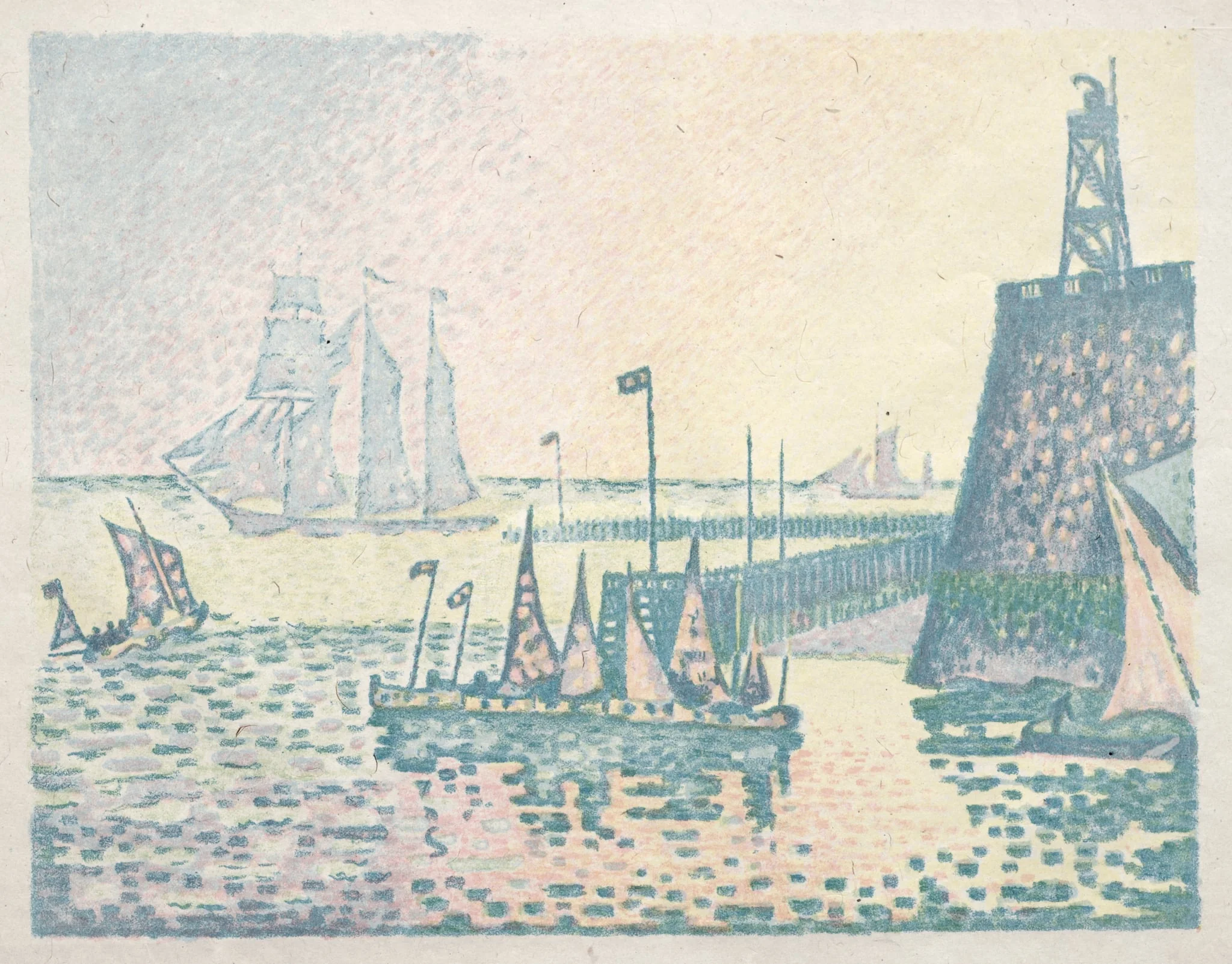 Evening, The Jetty at Vlissingen, by Paul Signac, 1898
