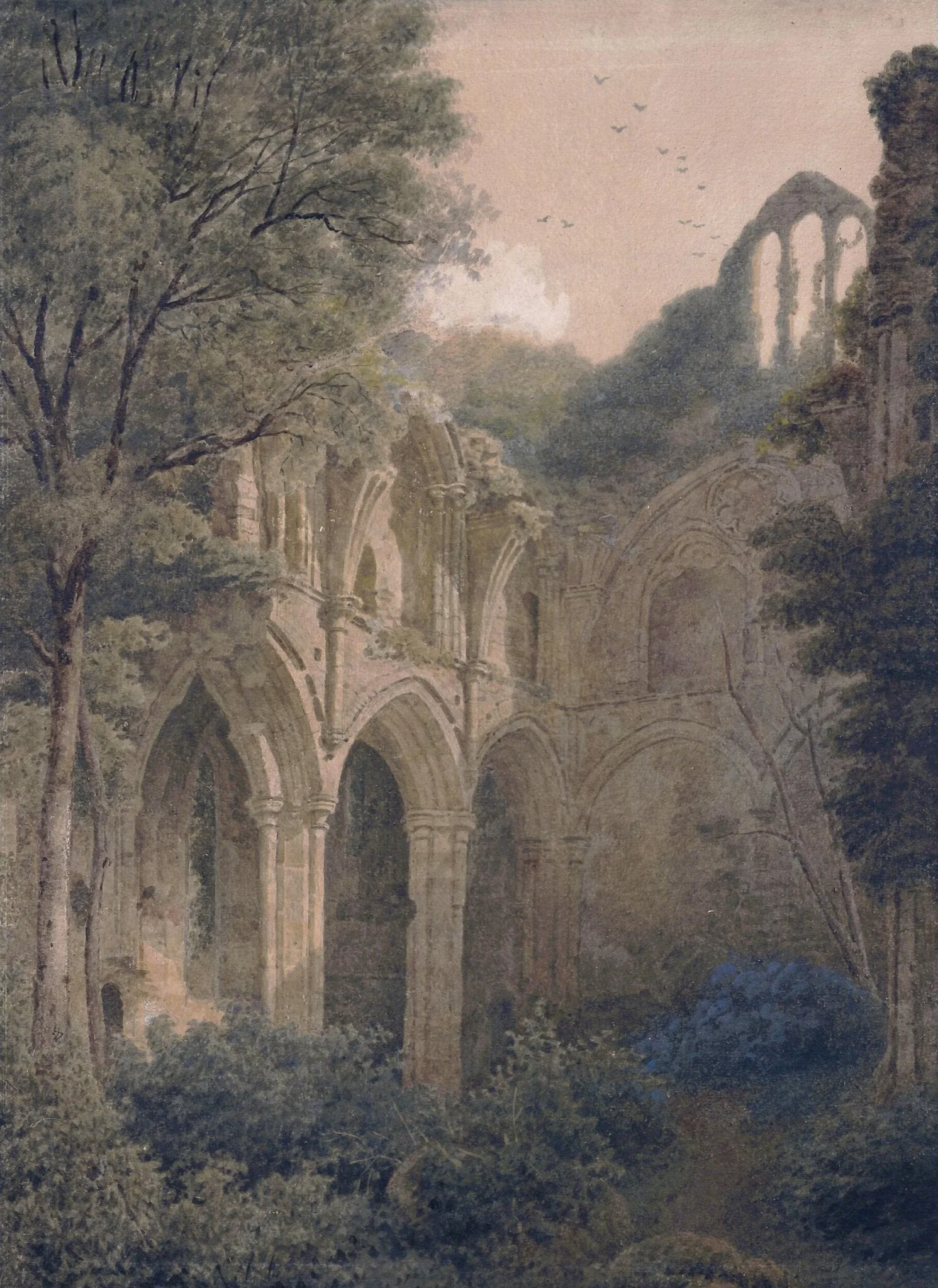 Netley Abbey, by Frederick Nash, watercolor, 1850