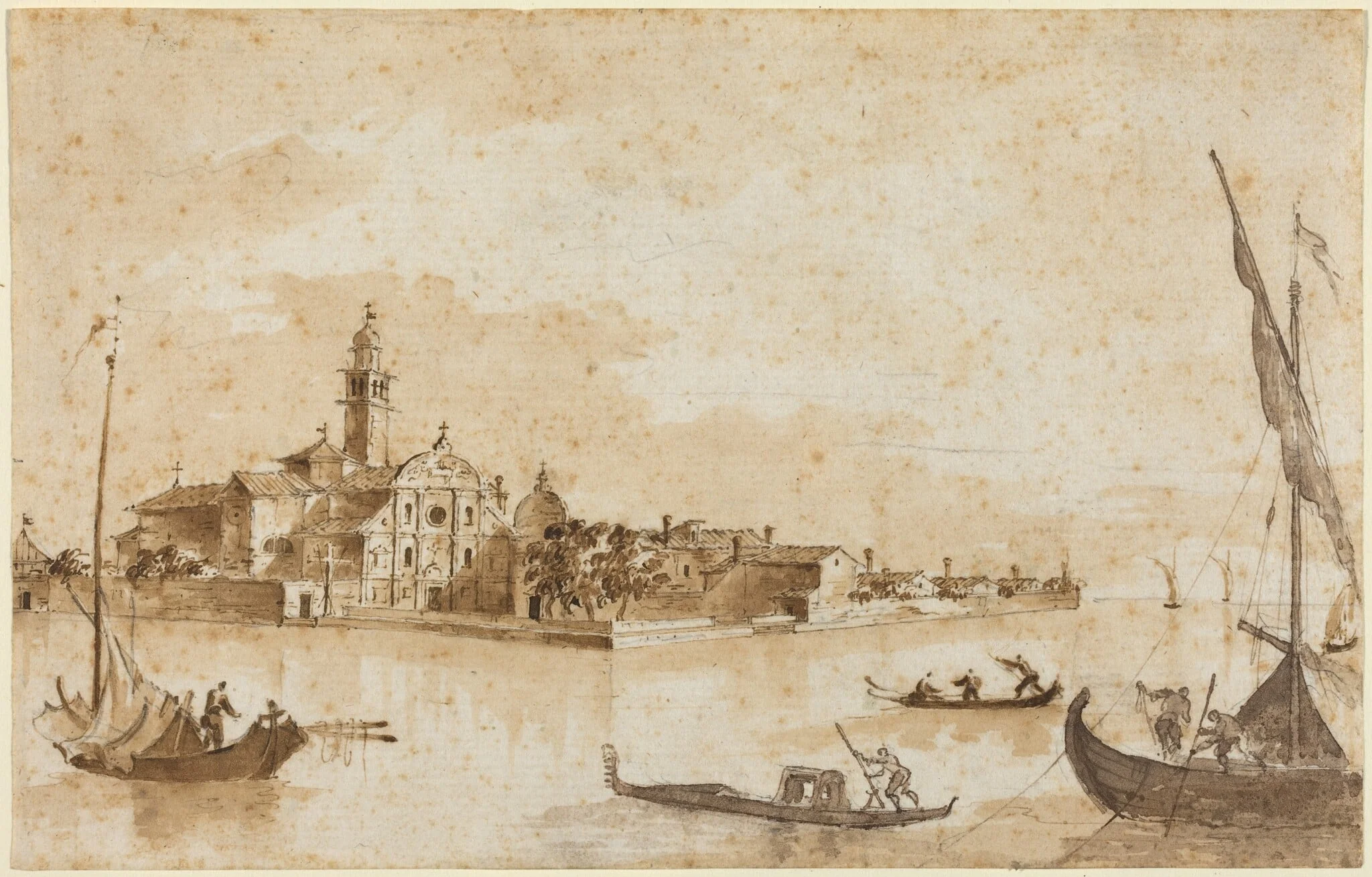 The Island of San Clemente, by Francesco Guardi, ink, 1752
