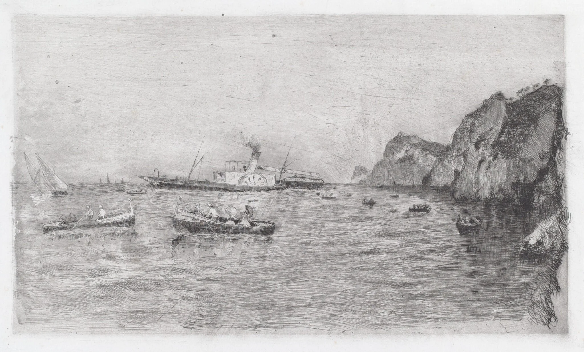 Harbor at Capri [Marina di Capri], by Uberto dell'Orto, ink, 1878
