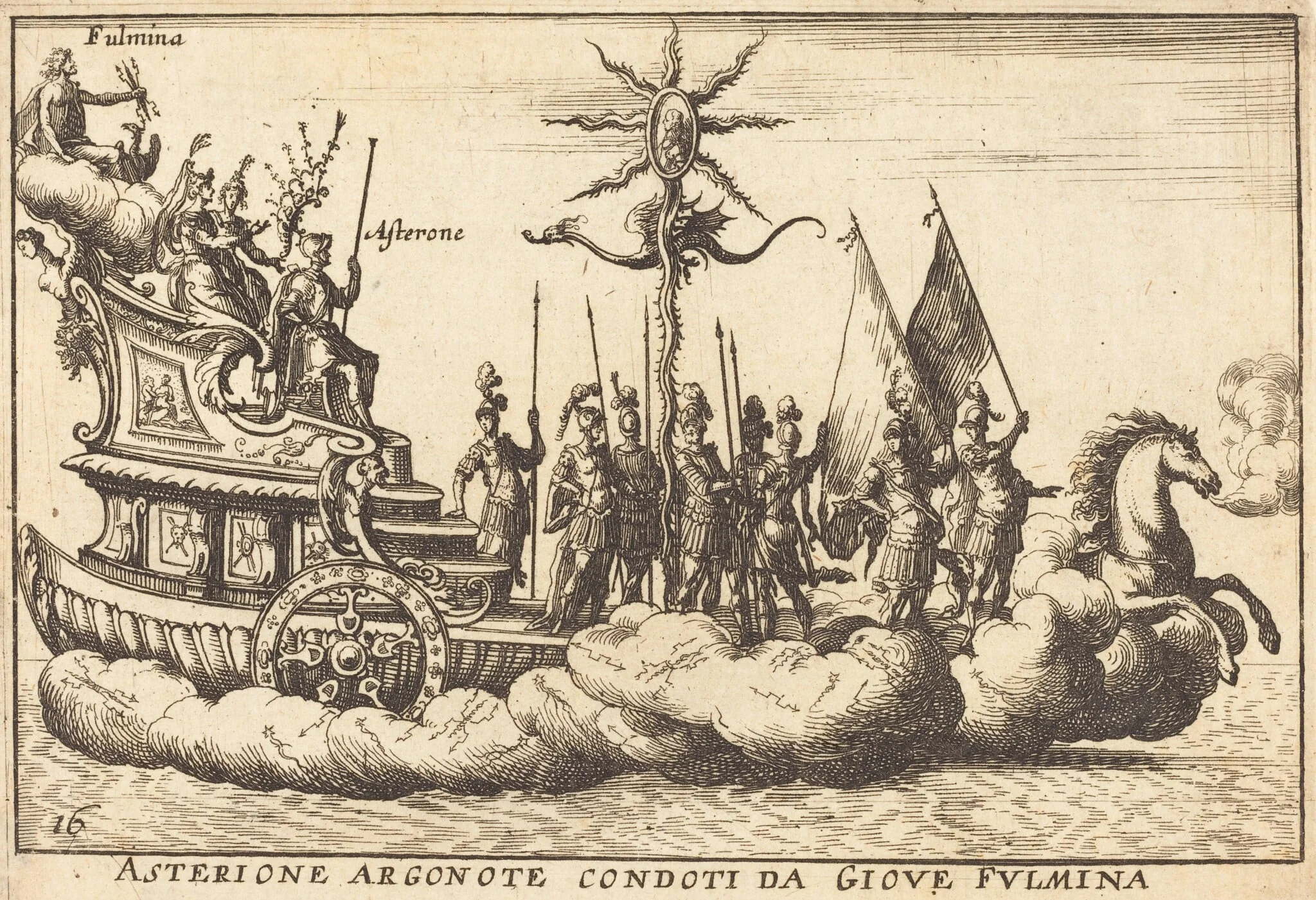 Asterione Argonote condoti da Giove Fulmina, by Balthasar Moncornet, ink, 1634