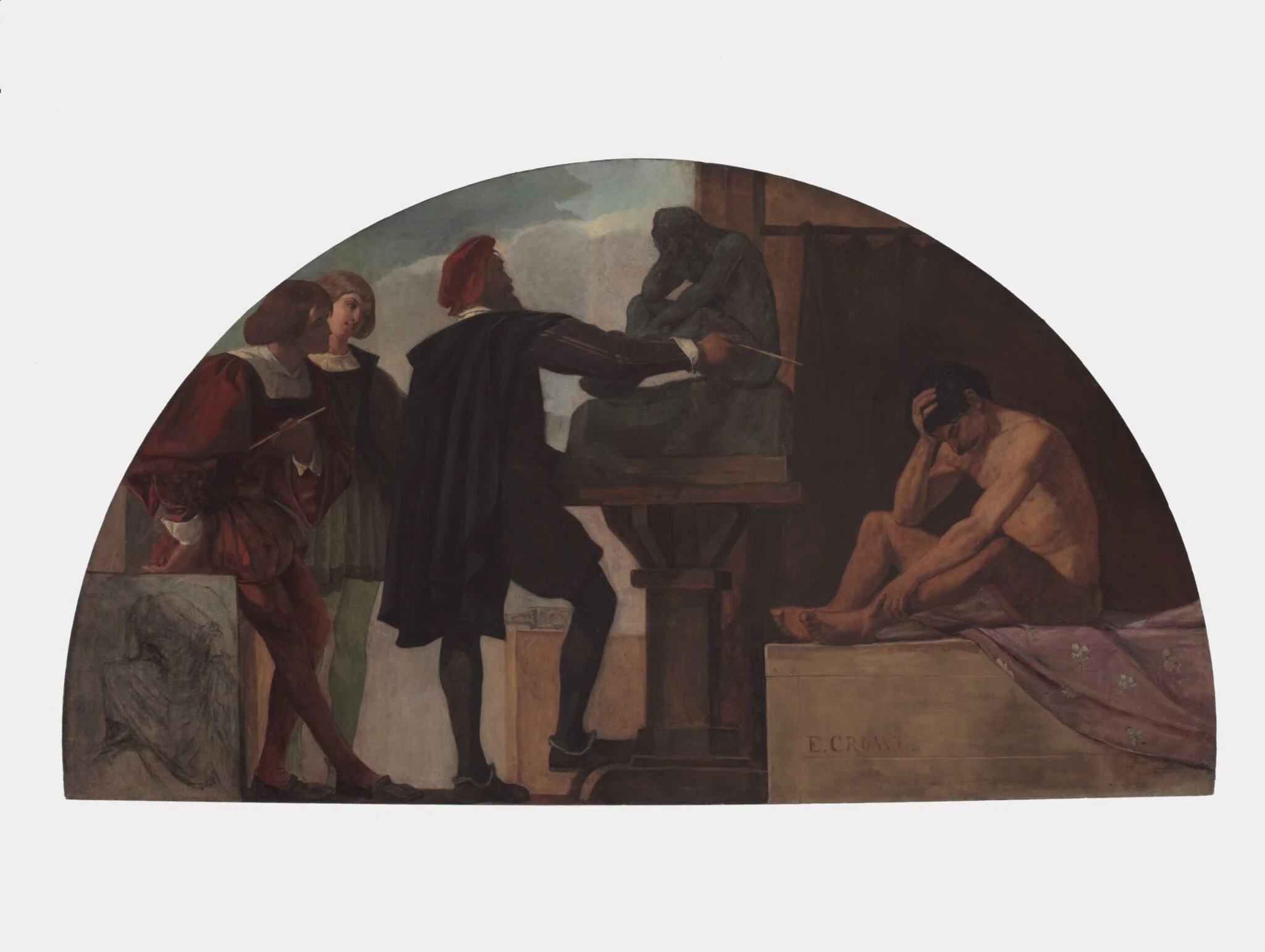 Modelling from Life, by Crowe, oil, 1868