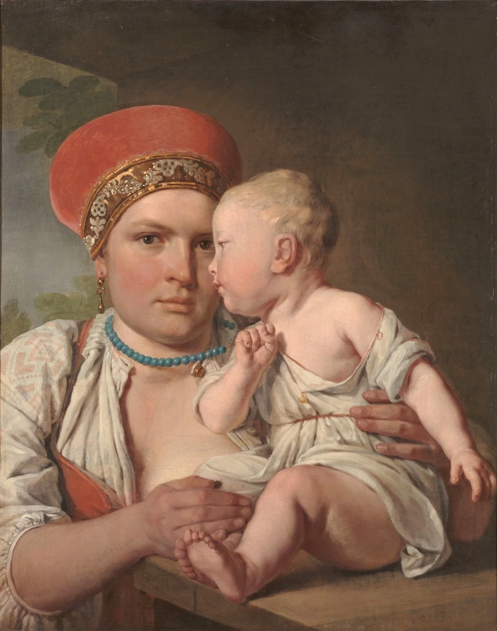 Кормилица с ребёнком, by Unknown, oil, 1850