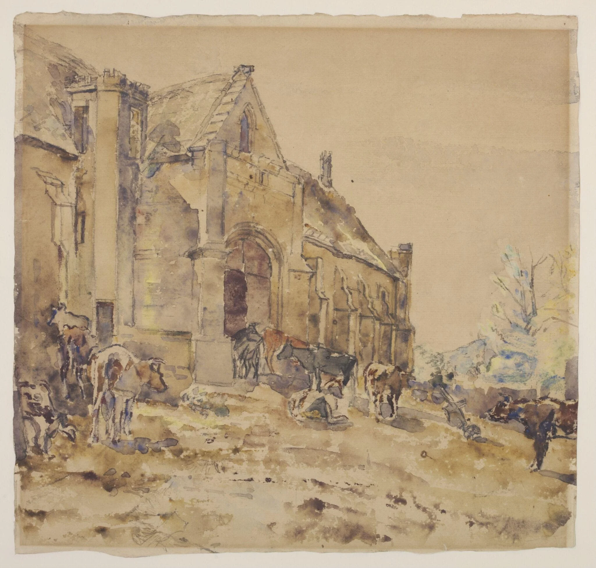 Tithe Barn, Abbotsbury, by Hennell, watercolor, 1940