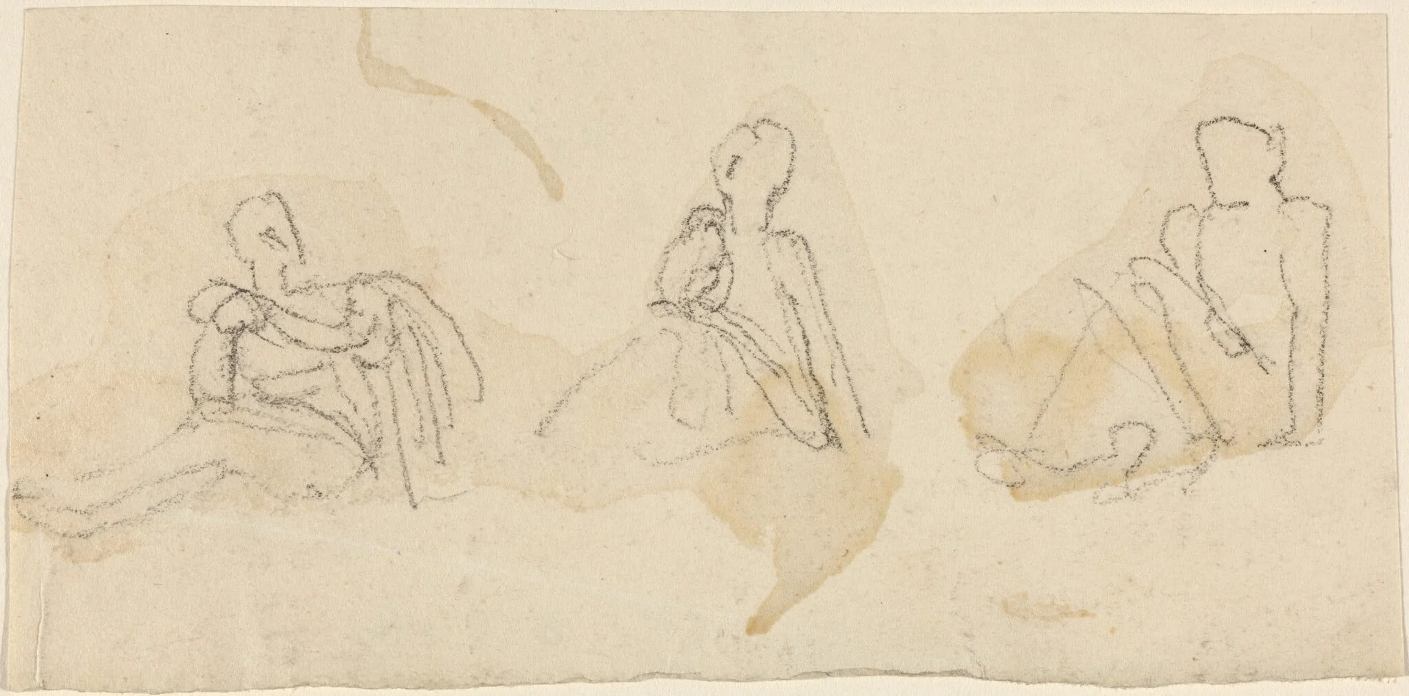 Three Seated Figures, by John Flaxman, graphite, 1790