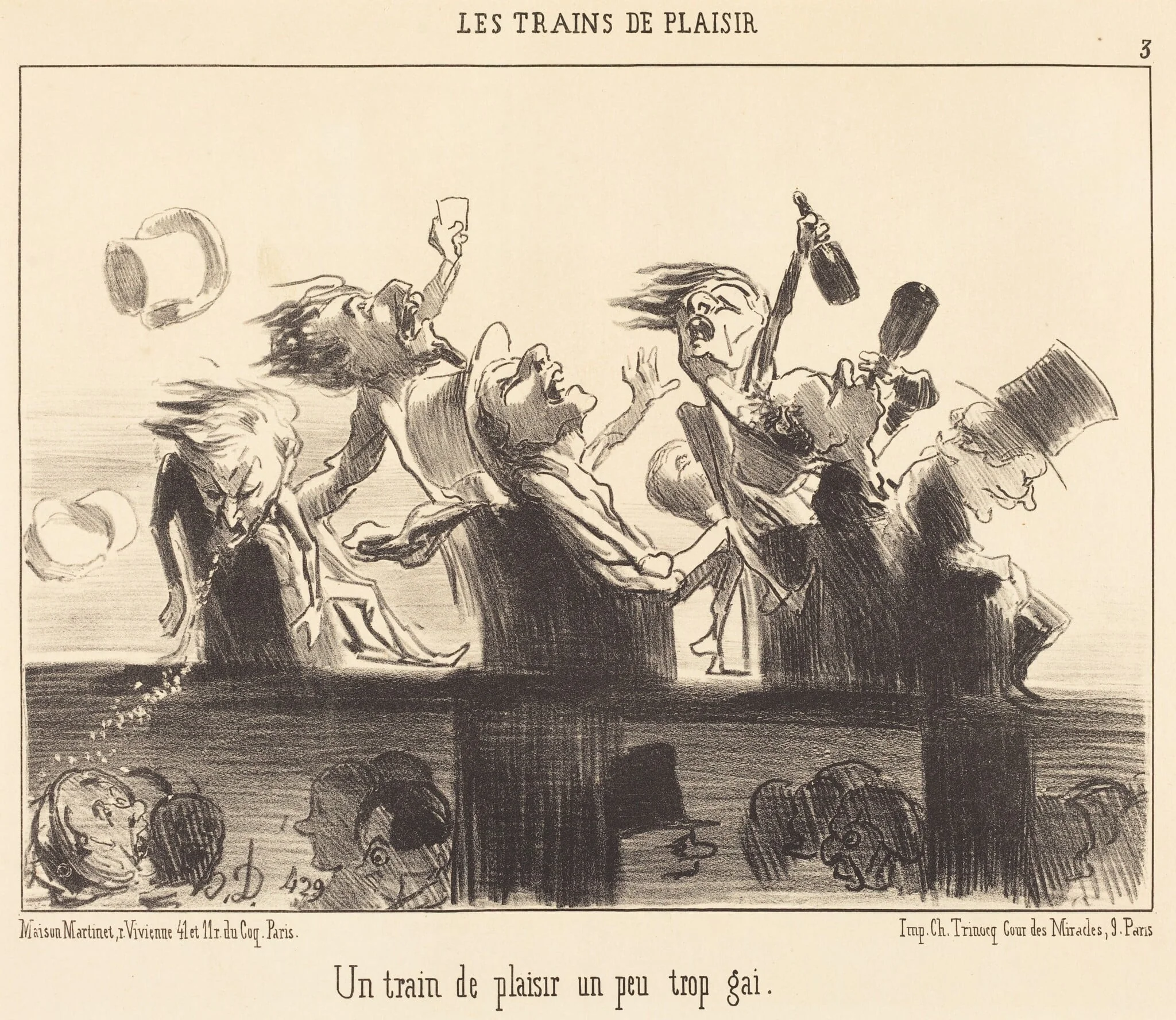 Un Train de plaisir un peu trop gai, by Honoré Daumier, ink, 1852
