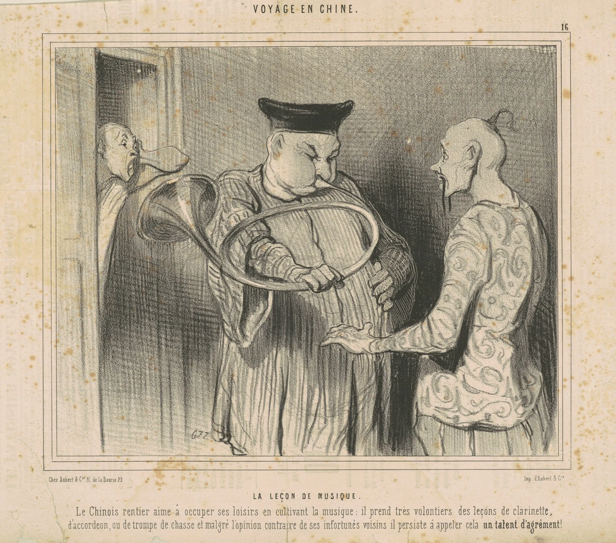 La leçon de musique, by Honoré Daumier, ink, 1844