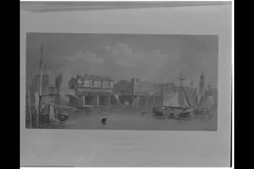 Old London Bridge as it appeared in 1745