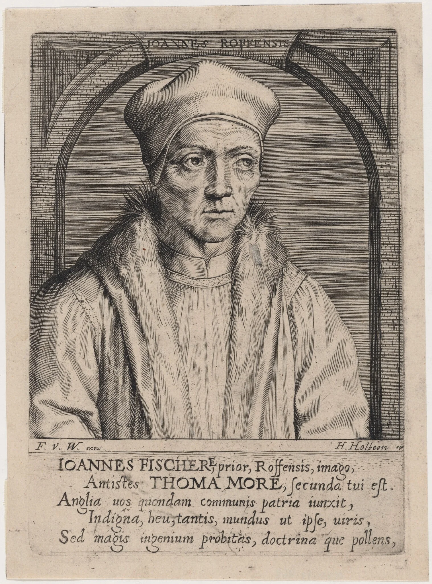 John Fisher, Bishop of Rochester, by Frans van den Wyngaerde, ink, 1646