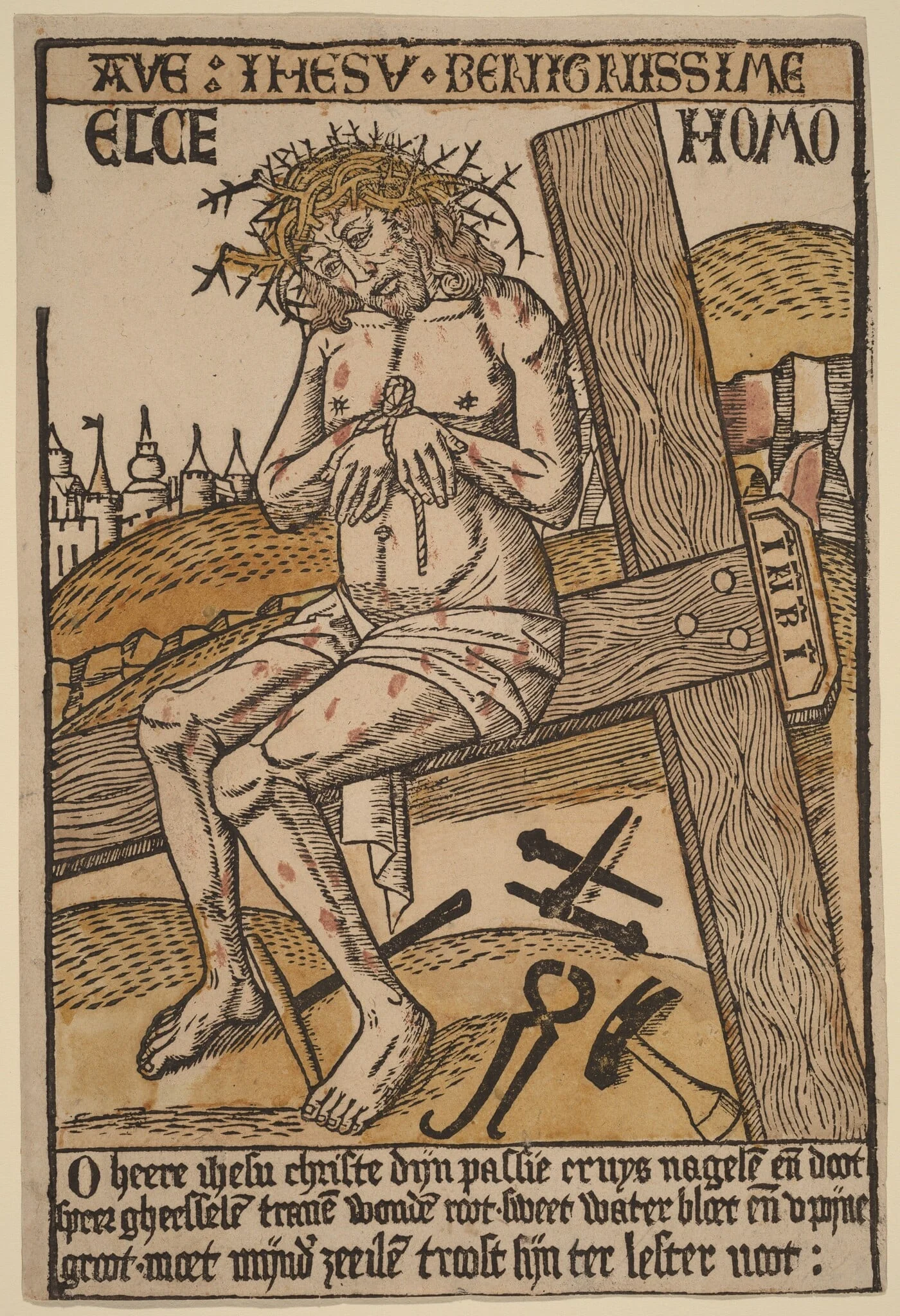 Christ as the Man of Sorrows, by Netherlandish 15th Century, ink, 1500