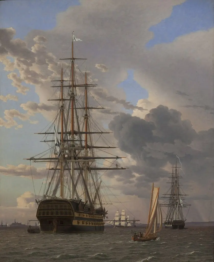 The Russian Ship of the Line "Asow" and a Frigate at Anchor in the Roads of Elsinore