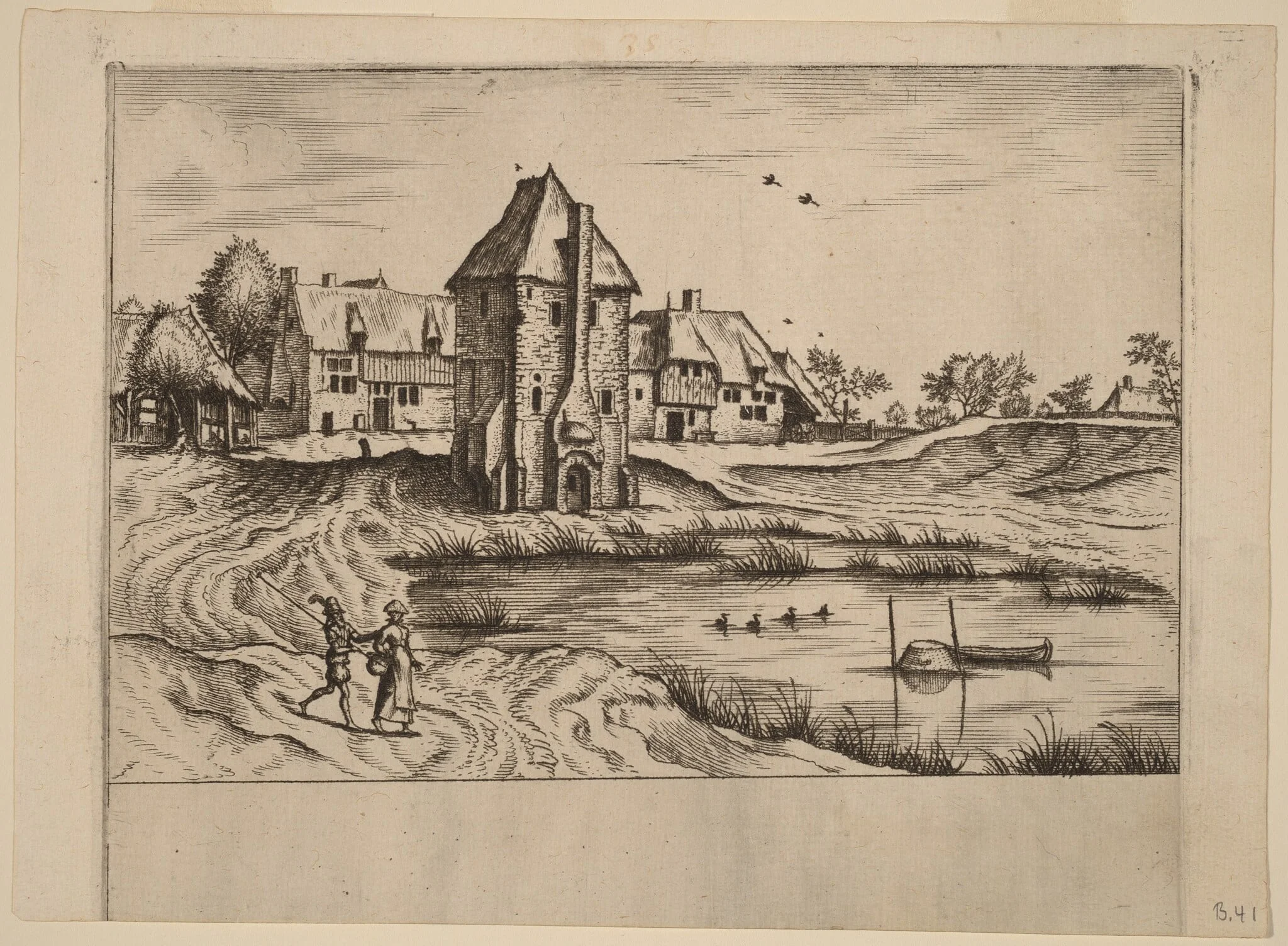 Farms, by Lucas van Doetechum, ink, 1560