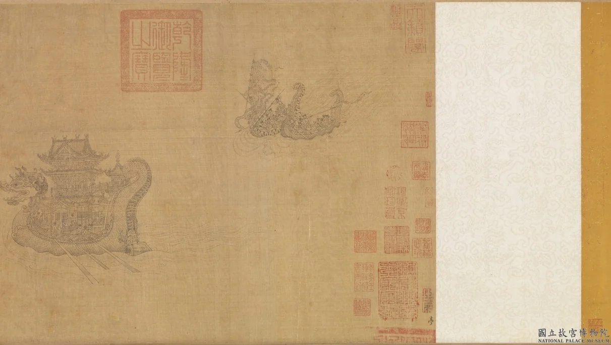 元王振鵬龍舟圖　卷, by Wang Zhenpeng, unspecified, 1400