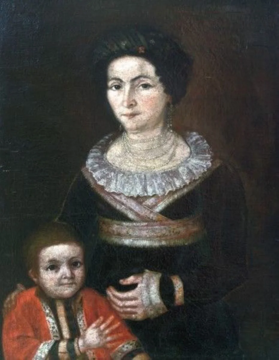 Soția artistului, Zamfira, cu copilul Ioan
