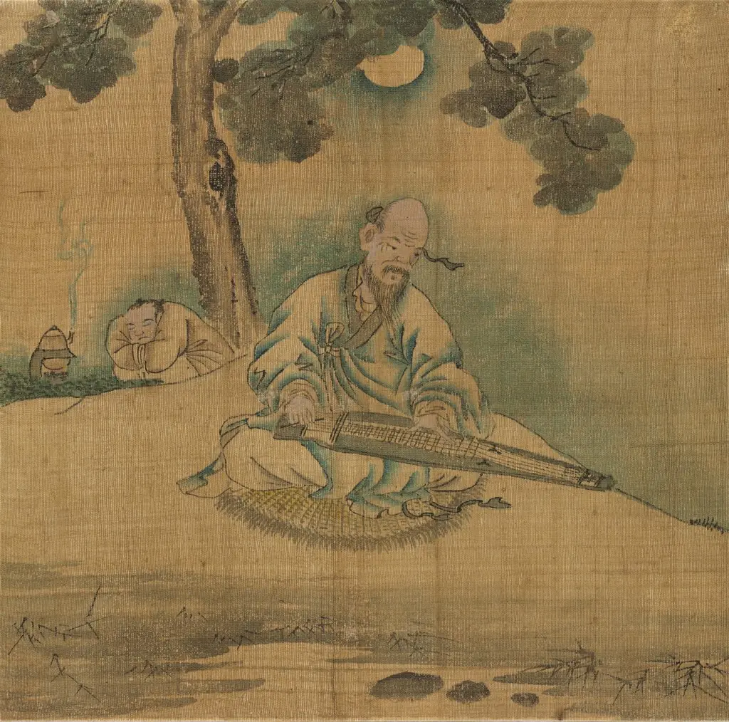 Scholar Playing a Qin