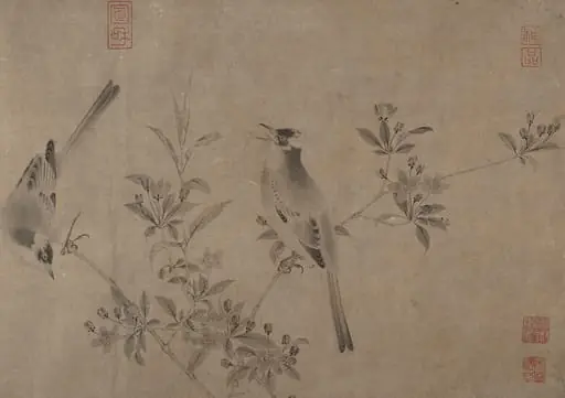 宋？　佚名　傳宋徽宗　白頭海棠圖　卷|Chinese Bulbuls on Flowering Cherry-Apple