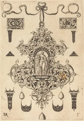 Large Pendant, Charity Standing at Centre