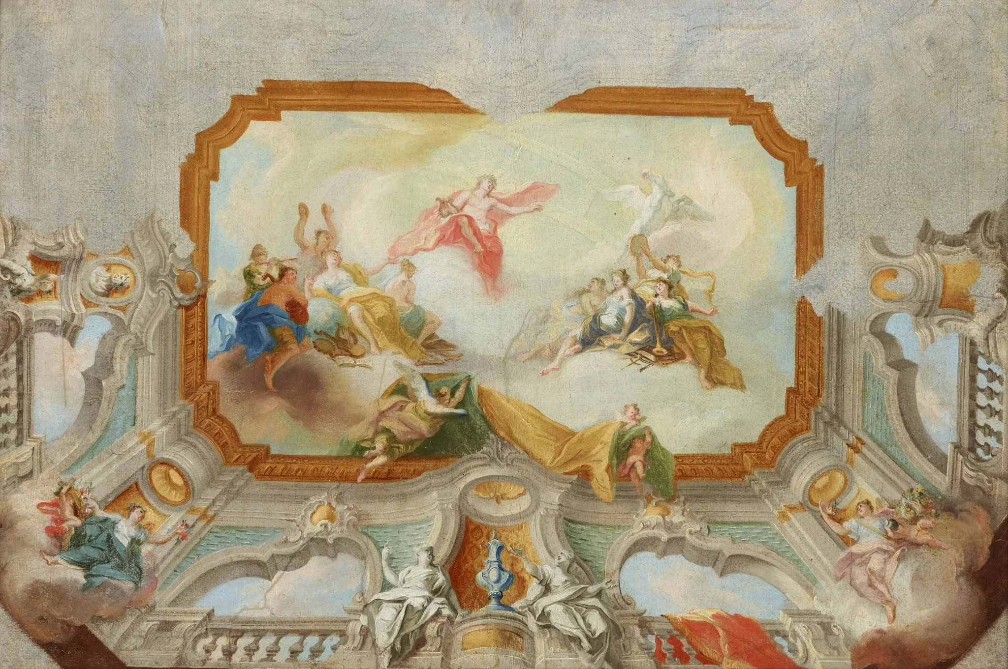 Apollo with the Muses – Project for a Plafond, by Daniel Gran, unspecified, 1729