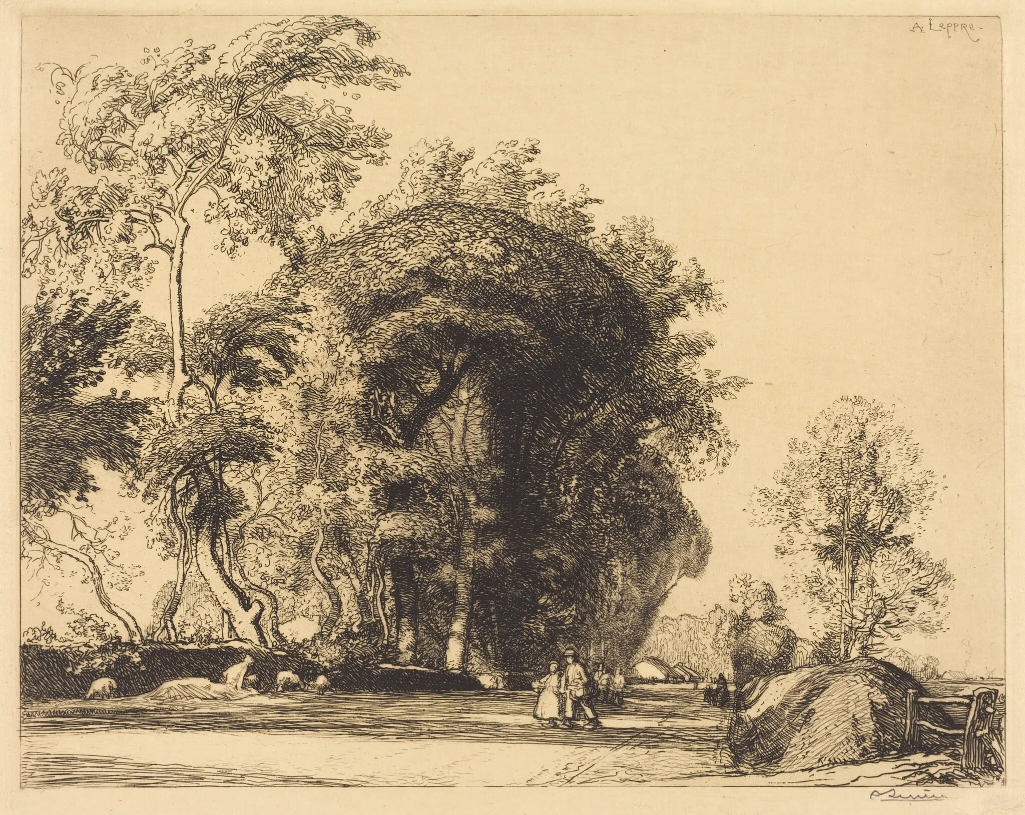 Path from St.-Gilles, St.-Jean-de-Monts (La route de St.-Gilles, St.-Jean-de-Monts), by Auguste Lepère, ink, 1911