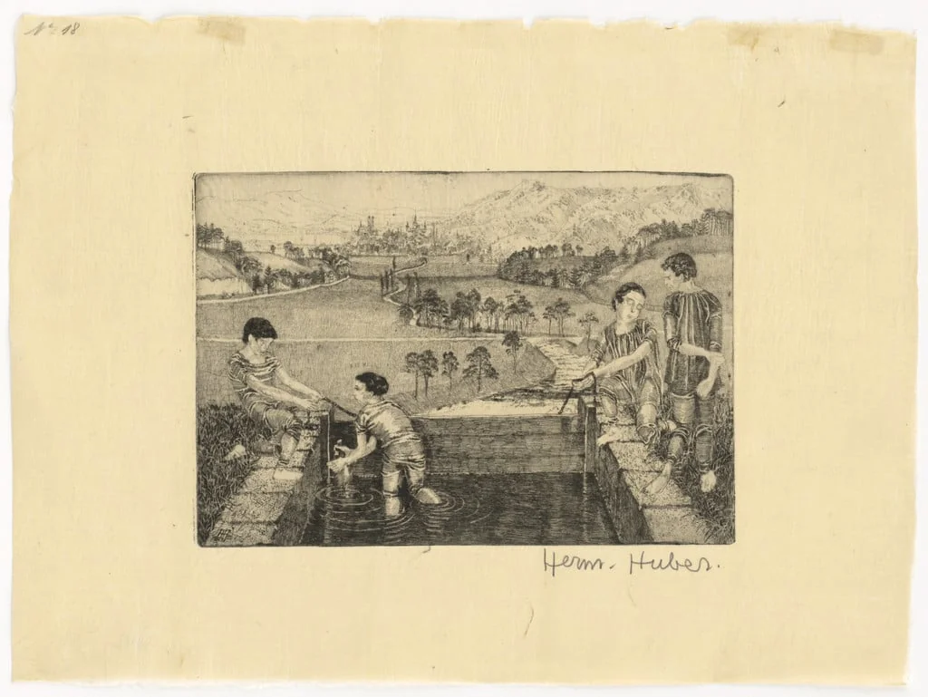 Untitled, by Hermann Huber, ink, 1907
