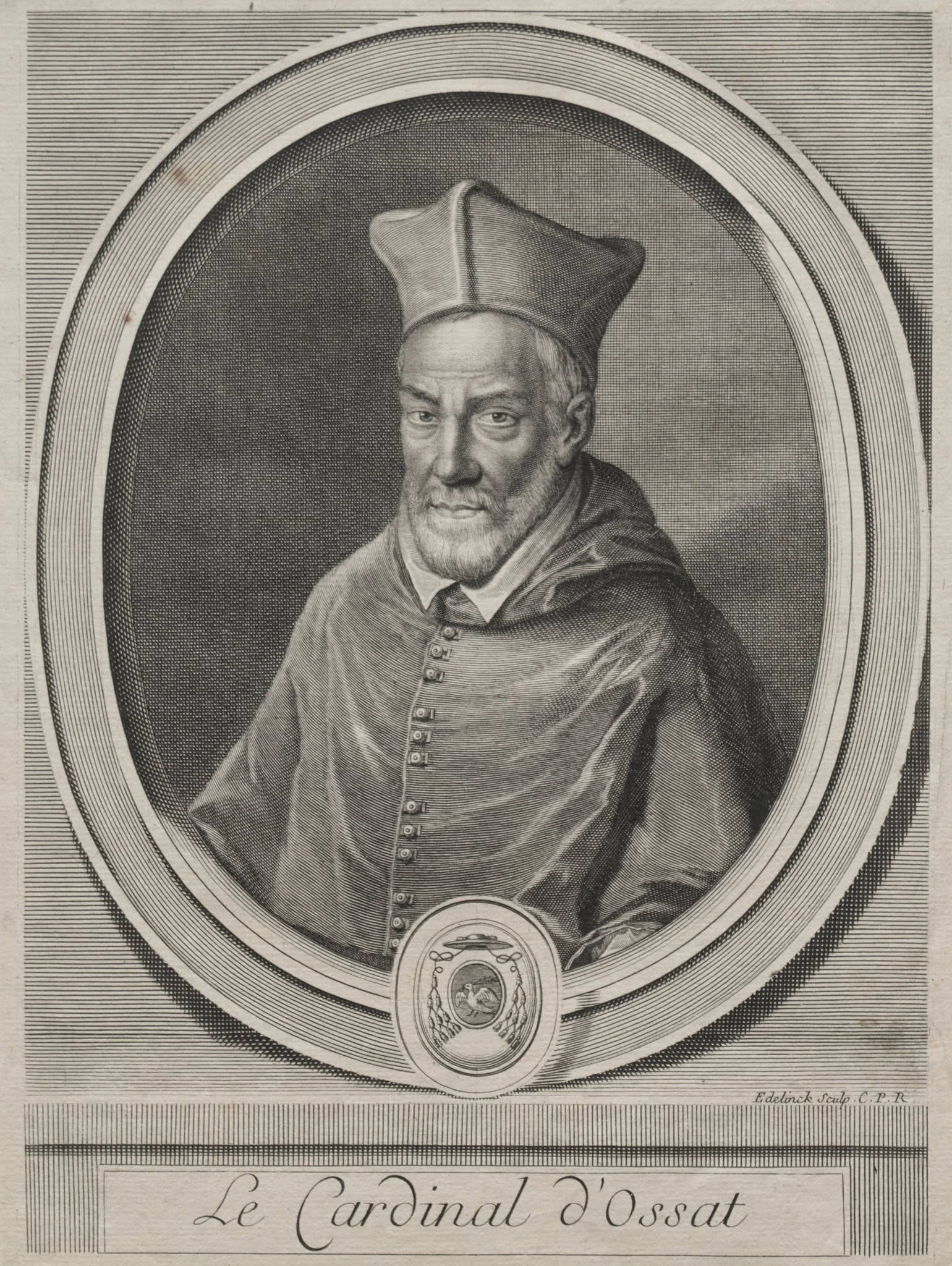 Cardinal Arnaud d'Ossat, by Gerard Edelinck, 1681
