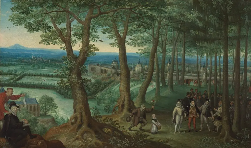 The emperor walking in the woods near Neugebäude Palace