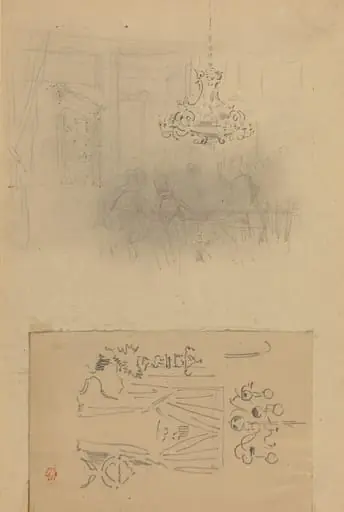 A Gathering in an Interior; A Curtained Doorway