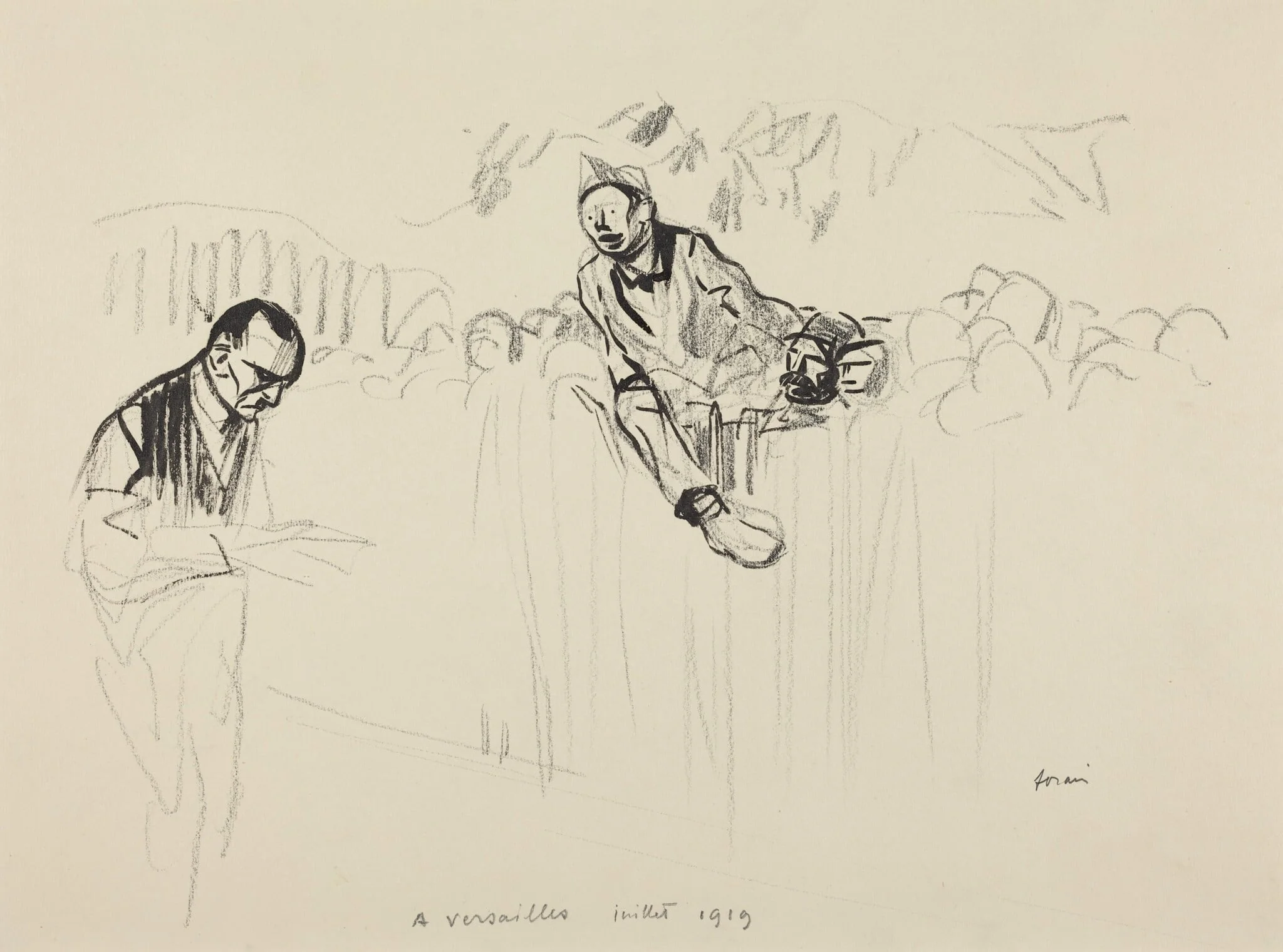 A Versailles juillet 1919, by Jean-Louis Forain, ink, 1919