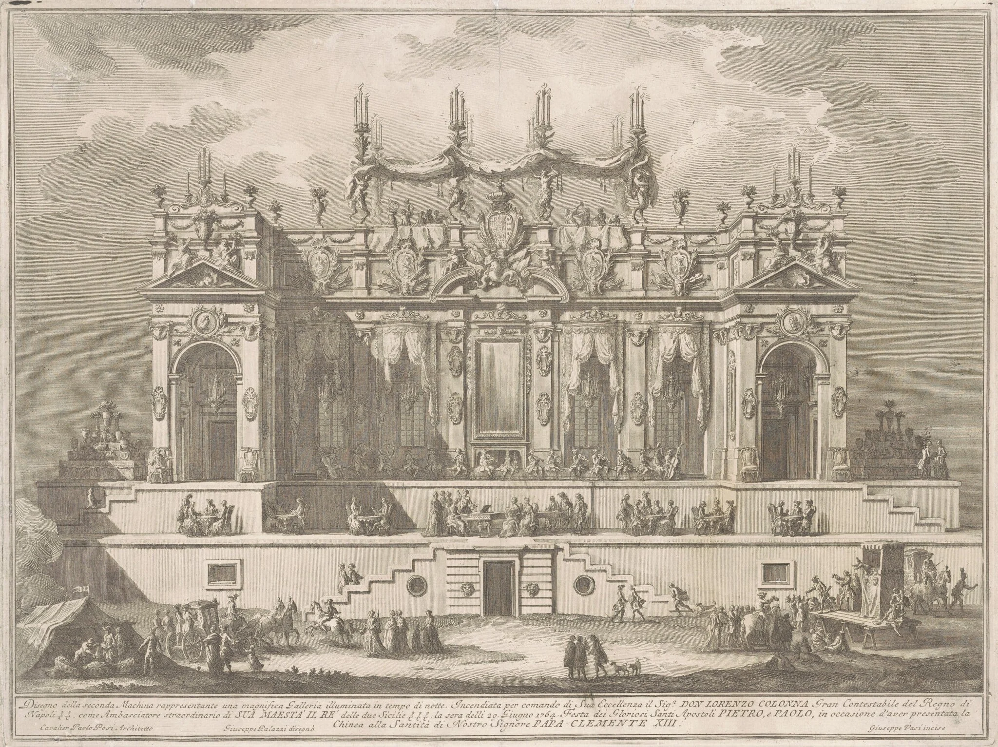 The Seconda Macchina for the Chinea of 1764: A  Magnificent Gallery Illuminated at Night