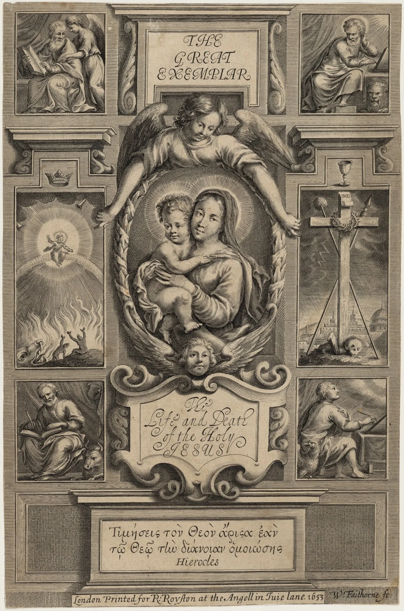 Title Page to Jeremy Taylor, The Great Exemplar, by William Faithorne, ink, 1653