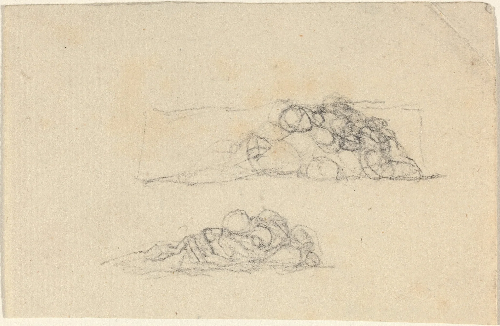 Two Groups of Huddled Figures, by John Flaxman, graphite, 1790