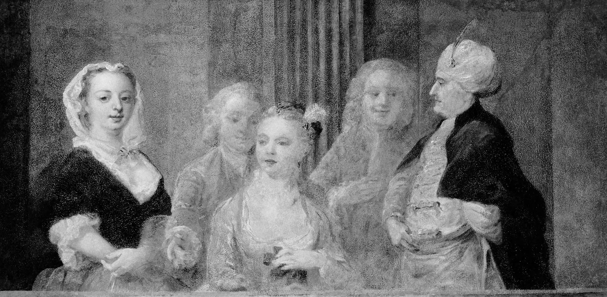 Fashionable Figures, with a Man in Turkish Costume, by Unknown, unspecified, 1734